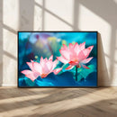 Pink Lotus Flower Canvas Wall Art | Vibrant Floral Wall