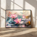 Lotus Flower Wall Art | 3-Panel Giclee Canvas Print of Pink