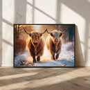 Scottish Highland Cow Horn Farm Wall Art Canvas Print