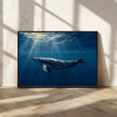 Whale under Ocean Wall Art Canvas Print