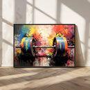 Weightlifting Barbell Art Triptych, Bold Abstract Fitness