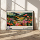Yayoi Kusama Abstract Print, Vibrant Floral Mountain Art