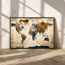 World Map Wall Art – Antique Style Blue and Brown Map Canvas by MyGreatCanvas | Canvas Wall Art Prints | Photo Prints & Wall Decor