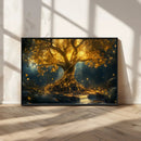 Golden Tree of Life Canvas Wall Art Print - Majestic Glowing