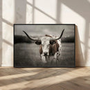 Texas Longhorn Cow Canvas Wall Art Print - Large Rustic