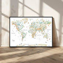 Animal World Map for Kids Room Decor