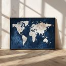 Vintage World Map Canvas Wall Art - Framed Map Print for