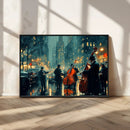 Urban Night Jazz Wall Art Canvas Print – Moody Rain-Soaked