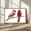 Cardinal Canvas Wall Art - Male and Female Cardinal Print -