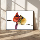 Cardinal Bird Canvas Wall Art - Male and Female Cardinal