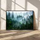 Misty Forest Wall Art Canvas Print – Framed Foggy Mountain