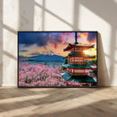 Mount Fuji Cherry Blossom Wall Art Canvas Print – Framed