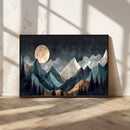 Moonlit Mountain Wall Art Canvas Print – Silhouetted Pines