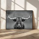 Texas Longhorn Wall Art Canvas Print – Framed Western Bull