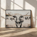 Texas Longhorn Wall Art Canvas Print – Framed Speckled Bull