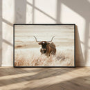 Texas Longhorn Wall Art Canvas Print – Framed Brown Horned