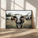 Texas Longhorn Wall Art – Framed Speckled Cow Canvas by MyGreatCanvas | Canvas Wall Art Prints | Photo Prints & Wall Decor