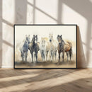Wild Horses Wall Art Canvas Print, Framed Running Horses Art