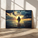 Jesus Walks Wall Art Canvas Print Framed Divine Sunset Art