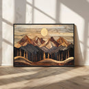 Wood Mountain Wall Art Canvas Print – Framed Boho Abstract