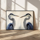 Blue Heron Pair Wall Art Canvas Print – Framed Coastal Bird