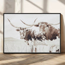 Longhorn Wall Art Canvas Print – Framed Western Cow Rustic