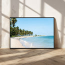 Palm Tree Coast Wall Art Canvas Print – Framed Island Getaway with Crystal Blue Water Scenic Artwork for Home, Office by MyGreatCanvas | Canvas Wall Art Prints | Photo Prints & Wall Decor