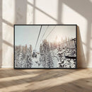 Frosty Pines Wall Art Canvas Print – Framed Cozy Cabin Ski