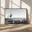 Saguaro Cactus Wall Art Canvas Print – Framed Monochrome
