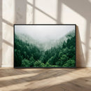 Misty Green Forest Canvas Print – Framed Serene Foggy Pine