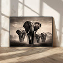 Elephant Family Wall Art Canvas Print, Framed Elephant Wall