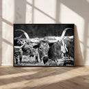 Black & White Longhorn Cattle Wall Art Canvas Print, Rustic by MyGreatCanvas | Canvas Wall Art Prints | Photo Prints & Wall Decor