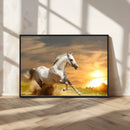 White Horse Running Canvas Sunset Wall Art by MyGreatCanvas | Canvas Wall Art Prints | Photo Prints & Wall Decor