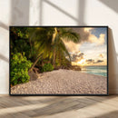 Tropical Beach Sunset Palm Trees White Sand Ocean Waves by MyGreatCanvas | Canvas Wall Art Prints | Photo Prints & Wall Decor