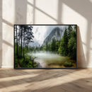 Misty Lake Forest Green Trees Calm Water Reflection Mountain by MyGreatCanvas | Canvas Wall Art Prints | Photo Prints & Wall Decor
