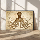 Sepia Octopus Wall Art Abstract Animal Canvas Print