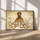 Sepia Octopus Wall Art Abstract Animal Canvas Print