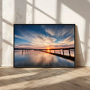 Wooden Pier on Seascape and Sunset Wall Art Canvas Print by MyGreatCanvas | Canvas Wall Art Prints | Photo Prints & Wall Decor