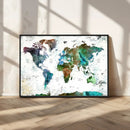 Modern Watercolor World Map Canvas Wall Art – Framed by MyGreatCanvas | Canvas Wall Art Prints | Photo Prints & Wall Decor