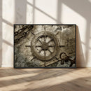 Wooden Ship Wheel Canvas Print, Multi Panel Canvas Wall Art