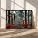Autumn Forest Wall Art – Enchanting Red Leaves Canvas Print,
