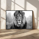 Black and White Lion Canvas Wall Art – Animal Print Artwork