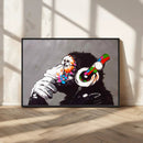 Dj Monkey Listening to Music Wall Art Print | Banksy Monkey by MyGreatCanvas | Canvas Wall Art Prints | Photo Prints & Wall Decor