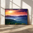 Sunset over Mountain Canvas Print, Forest Canvas Wall Art –