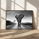 Black and White Elephant Wall Art Canvas Print