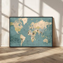 Classic World Map Canvas Print – Framed Vintage Map Wall