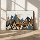 Abstract Wood Panel Effect Mountain Range Top Wall Art