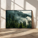 Misty Forest Wall Art Premium Canvas Print a Foggy and
