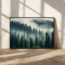 Captivating Misty Forest Wall Art Premium Canvas Print a