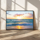 Golden Sunset Over Ocean Waves - Serene Coastal Triptych